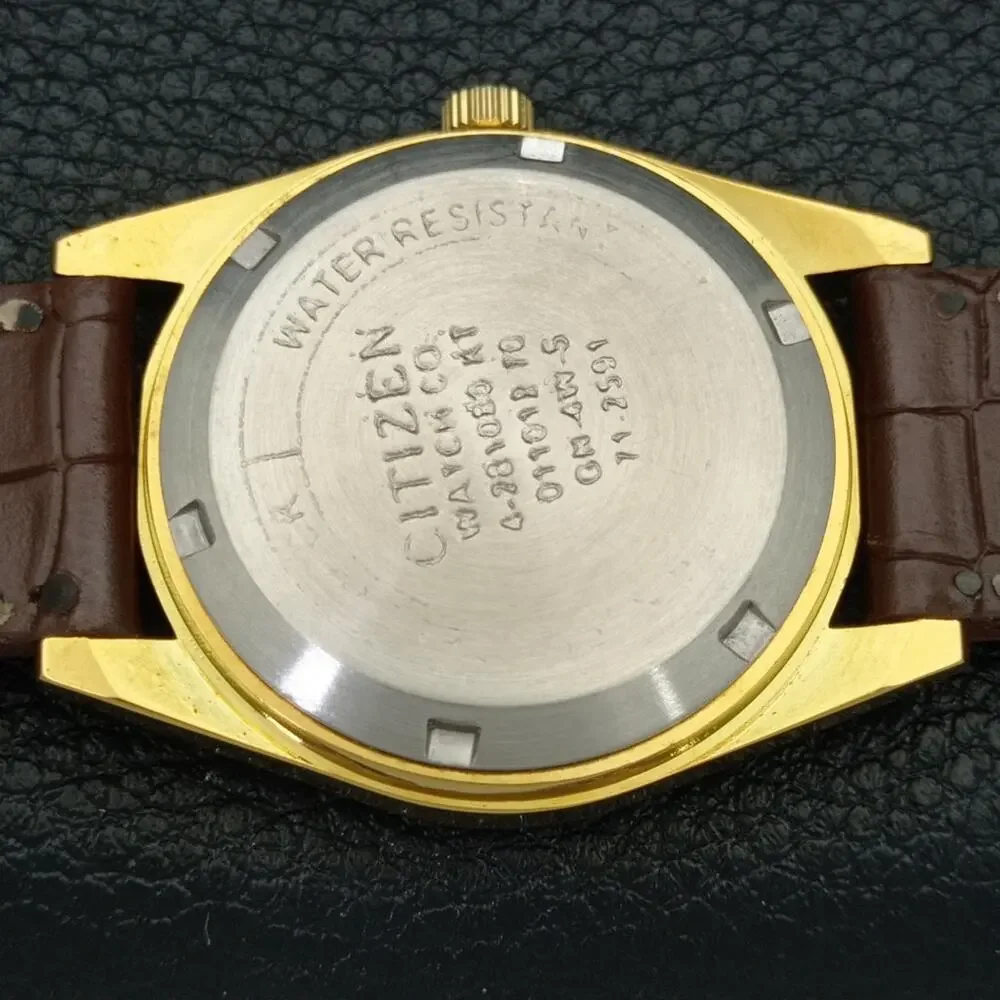 Vintage 1977 Citizen Automatic Mens Gold Watch W/daydate & Red accents - Picture 8 of 8